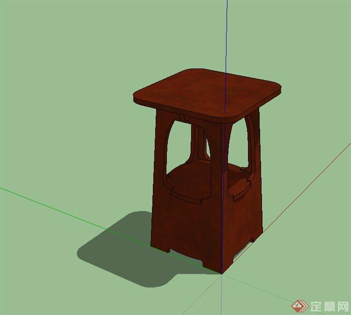 现代中式详细的桌子花架设计su模型(1)