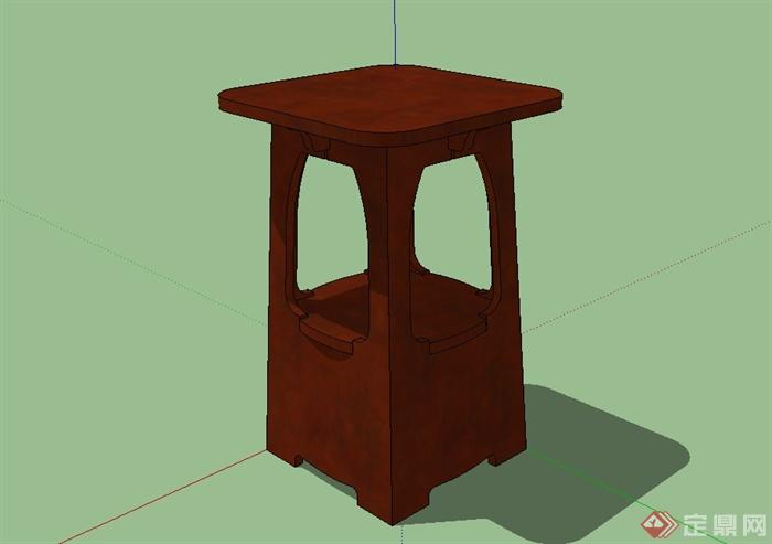 现代中式详细的桌子花架设计su模型(3)