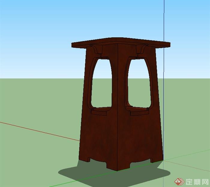 现代中式详细的桌子花架设计su模型(2)