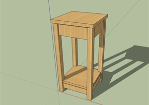 现代风格详细的木质桌子花架设计SU(草图大师)模型