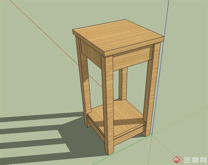 现代风格详细的木质桌子花架设计su模型(3)