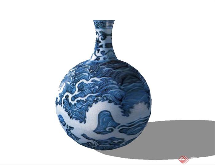青花瓷花瓶详细设计su模型(3)