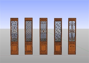 现代中式风格木质屏风隔断设计SU(草图大师)模型
