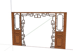 古典中式风格详细的落地罩隔断设计SU(草图大师)模型