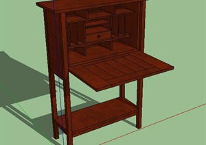 中式风格红木储物柜SU(草图大师)模型