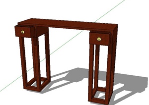 中式窄木桌SU(草图大师)模型