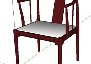 简约中式座椅设计SU(草图大师)模型