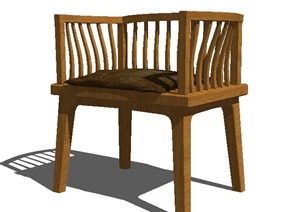 简约中式风格木椅素材SU(草图大师)模型