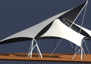现代风格详细张拉膜雨棚设计3d模型