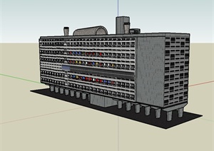 某现代风格多层办公楼独特设计SU(草图大师)模型