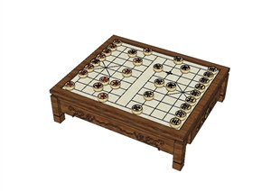 现代中式风格棋盘桌设计SU(草图大师)模型