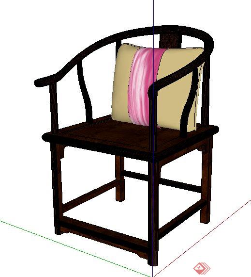 中式家具单人椅su模型(1)
