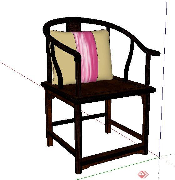 中式家具单人椅su模型(2)