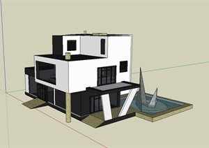 现代风格柯布西耶作品别墅设计SU(草图大师)模型