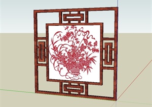 现代中式详细花窗设计SU(草图大师)模型