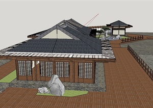 日式茶室茶馆建筑设计SU(草图大师)模型