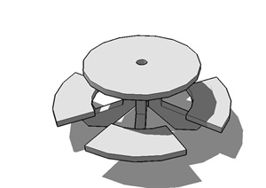 现代风格园林景观桌凳组合SU(草图大师)模型