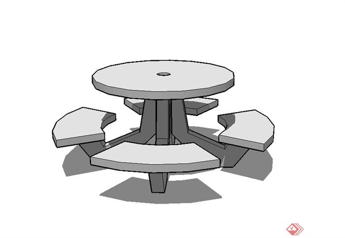 现代风格园林景观桌凳组合su模型(2)