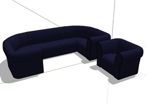 现代风格详细室内客厅沙发SU(草图大师)模型