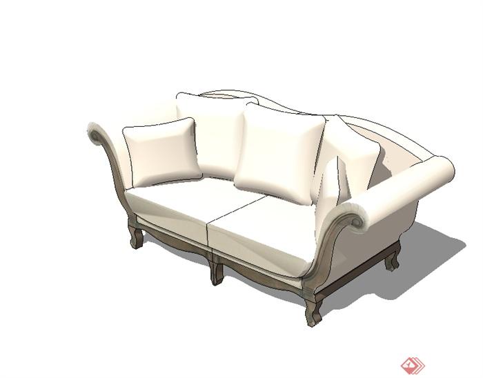 欧式风格详细完整的室内双人沙发设计su模型(1)