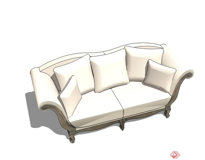 欧式风格详细完整的室内双人沙发设计su模型(2)