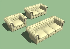 欧式风格三种不同的沙发设计SU(草图大师)模型