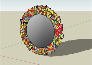 圆形镜子装饰品设计SU(草图大师)模型