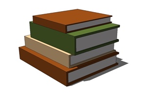 四本书本装饰品设计SU(草图大师)模型