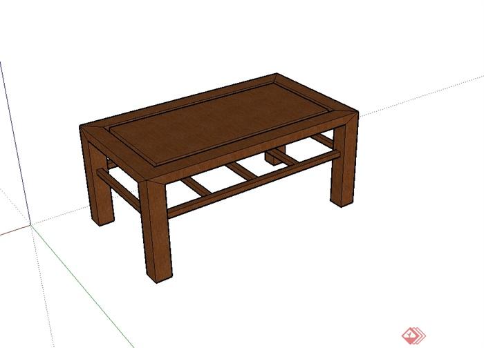 现代中式木桌子配饰设计su模型(1)