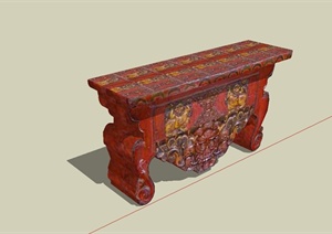 古典中式详细木质桌子配饰SU(草图大师)模型