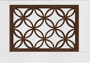 现代中式风格镂空木花窗设计SU(草图大师)模型
