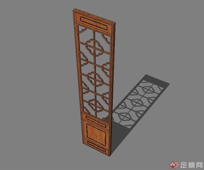 现代中式木门窗装饰设计su模型(1)