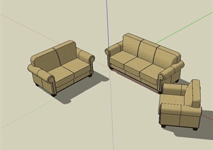 三种不同的沙发组合设计SU(草图大师)模型