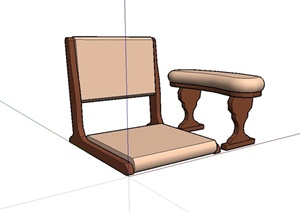 现代中式风格桌凳独特设计SU(草图大师)模型