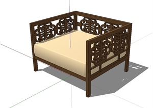 某现代中式风格沙发椅子设计SU(草图大师)模型