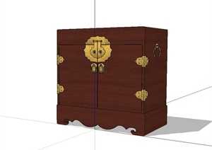 古典中式风格木质箱子柜子设计SU(草图大师)模型