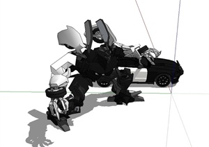 科幻变形金刚机器人设计SU(草图大师)模型