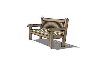 现代风格详细木园椅设计SU(草图大师)模型