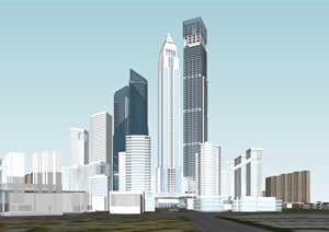 现代办公 住宅综合地块建筑规划方案SU(草图大师)模型