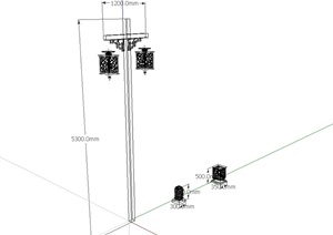 现代中式风格草坪灯及路灯设计SU(草图大师)模型