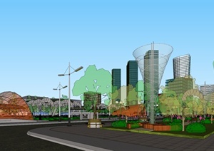 现代城市商务中心综合体SU(草图大师)模型