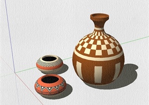 精致详细的花瓶装饰品设计SU(草图大师)模型