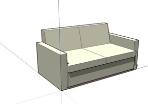 现代有材质无贴图的双人沙发设计SU(草图大师)模型
