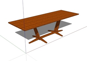 现代风格详细完整的木桌子设计SU(草图大师)模型