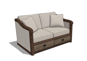 现代风格详细的沙发座椅设计SU(草图大师)模型