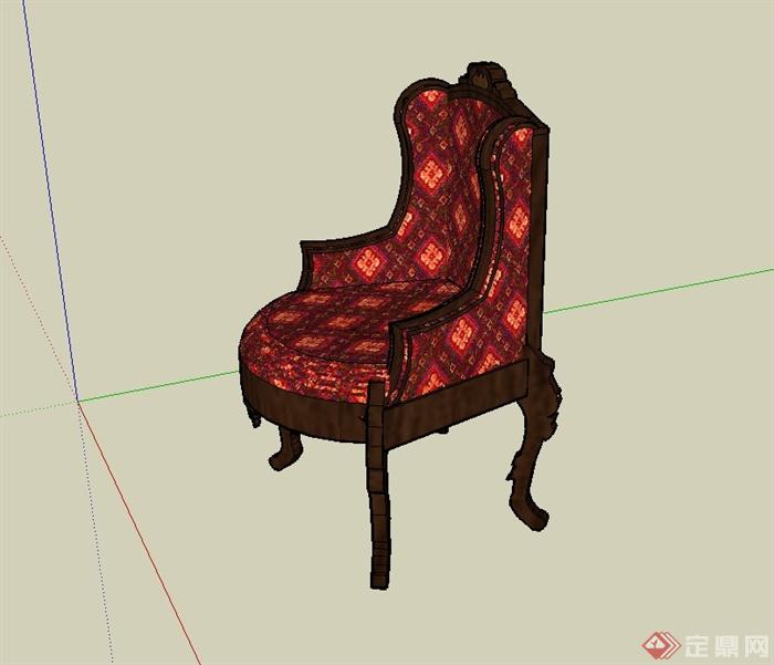 欧式风格沙发椅设计su模型(1)