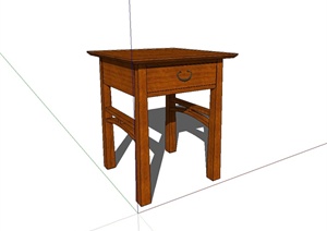 现代中式木质抽屉桌设计SU(草图大师)模型