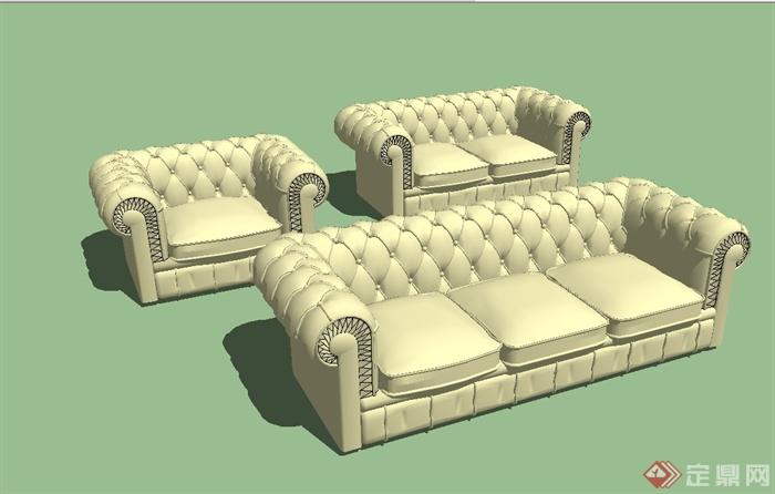 三种不同的室内详细沙发设计su模型(1)
