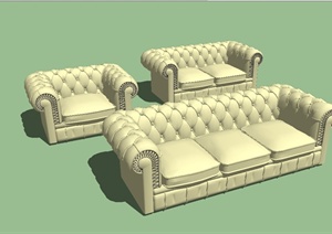 三种不同的室内详细沙发设计SU(草图大师)模型