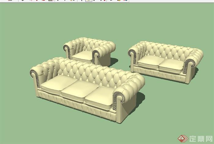 三种不同的室内详细沙发设计su模型(2)